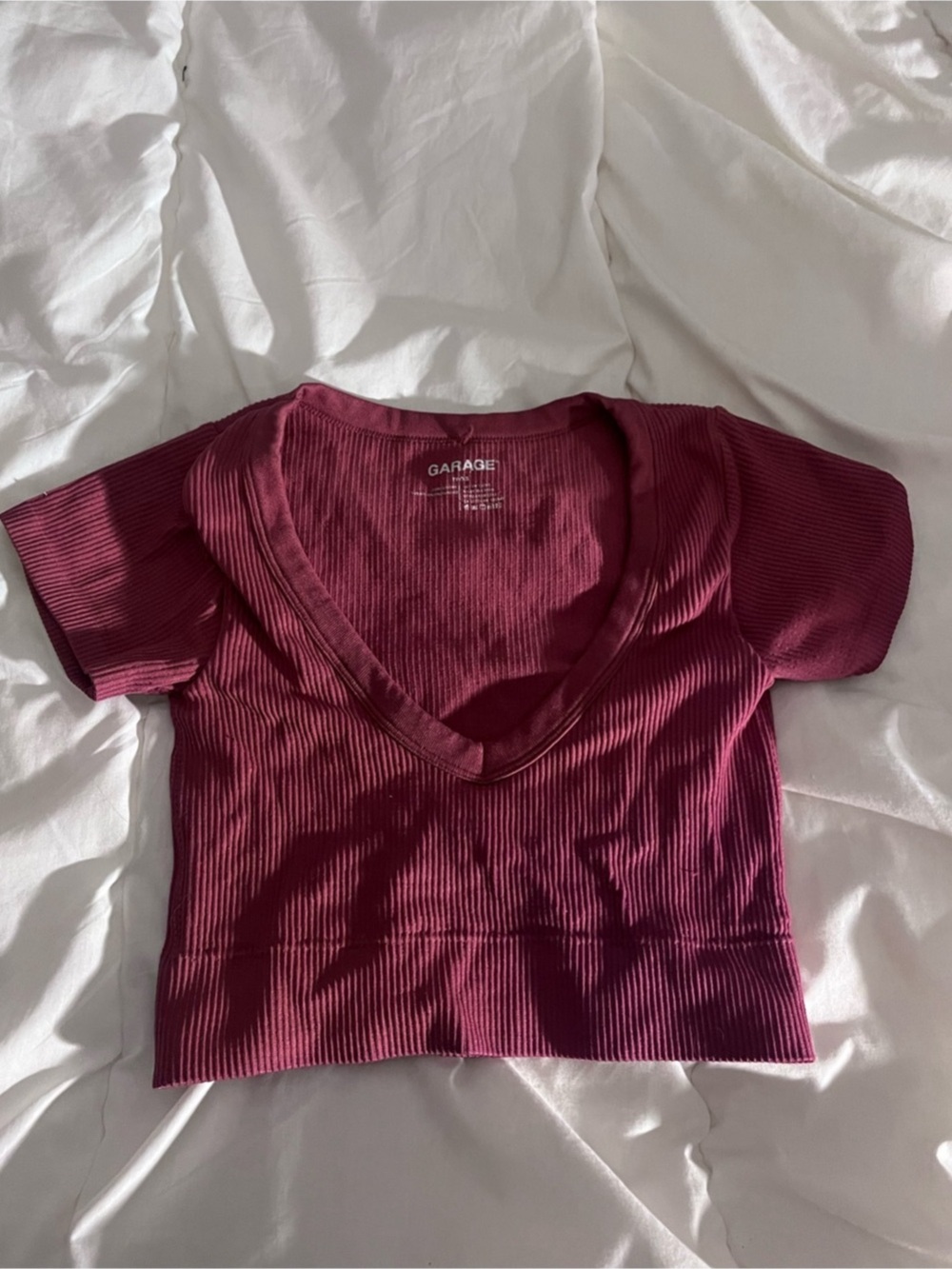 GARAGE Ribbed v-neck crop top Size XS Like New